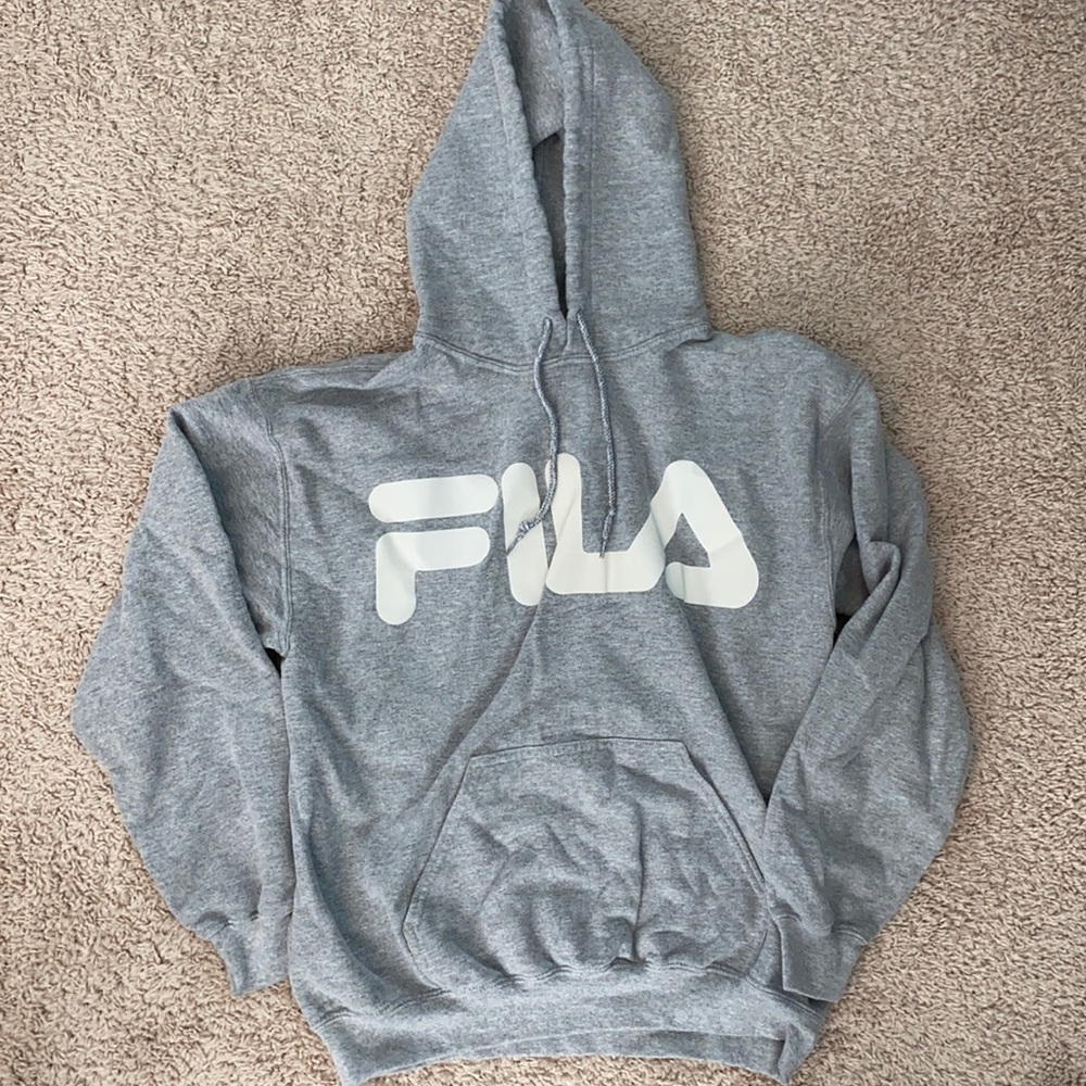 fila reflective logo grey hoodie